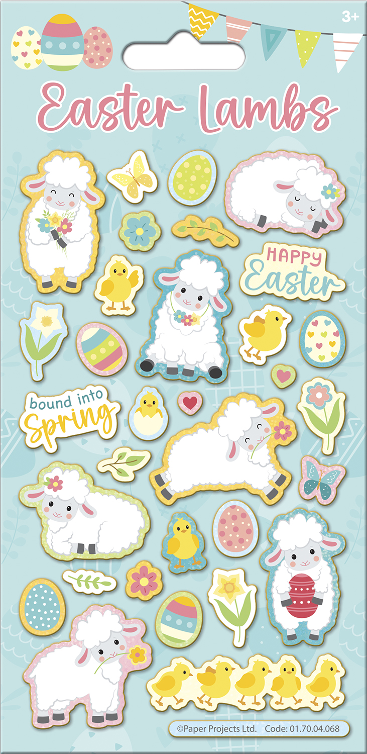 Easter Lambs Sparkle Stickers