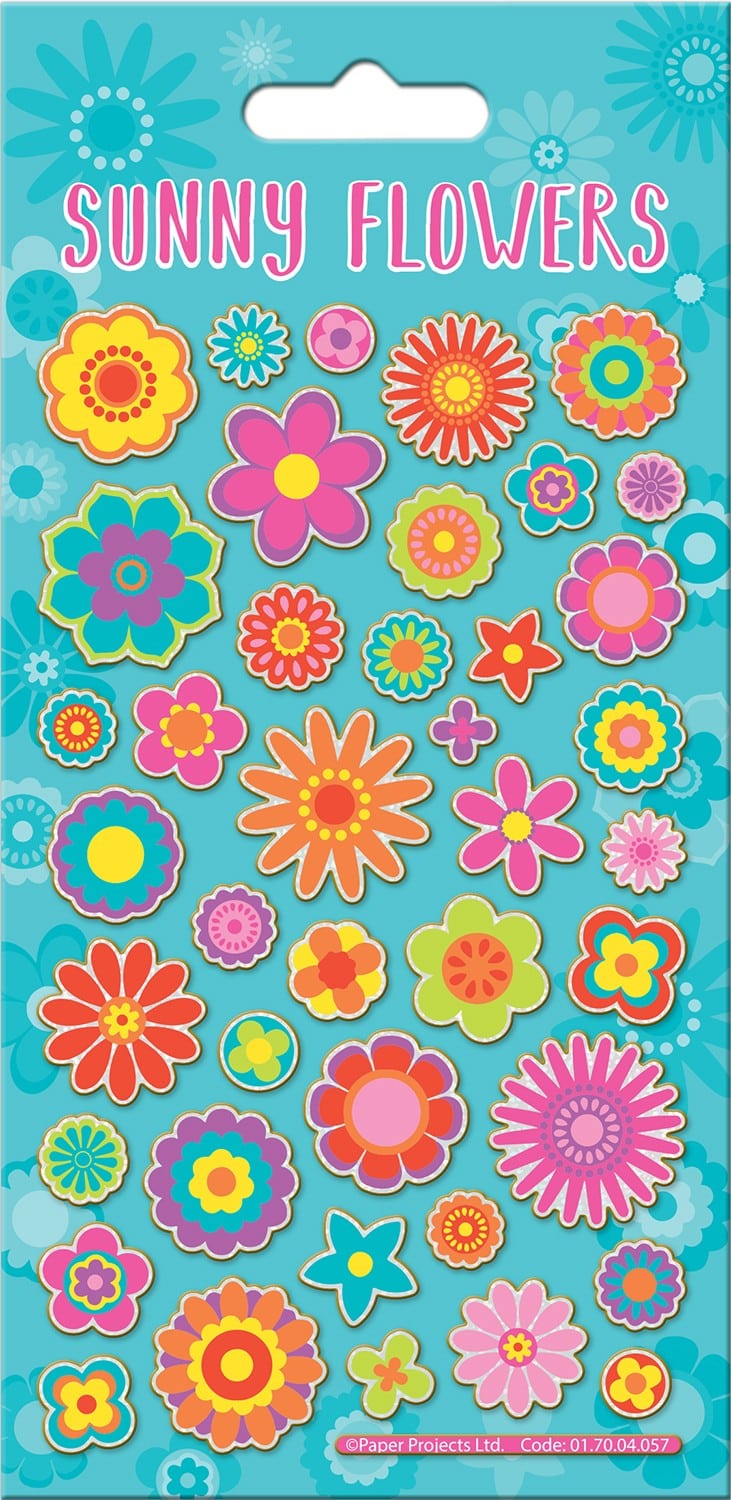 Sunny Flowers Sparkle Stickers