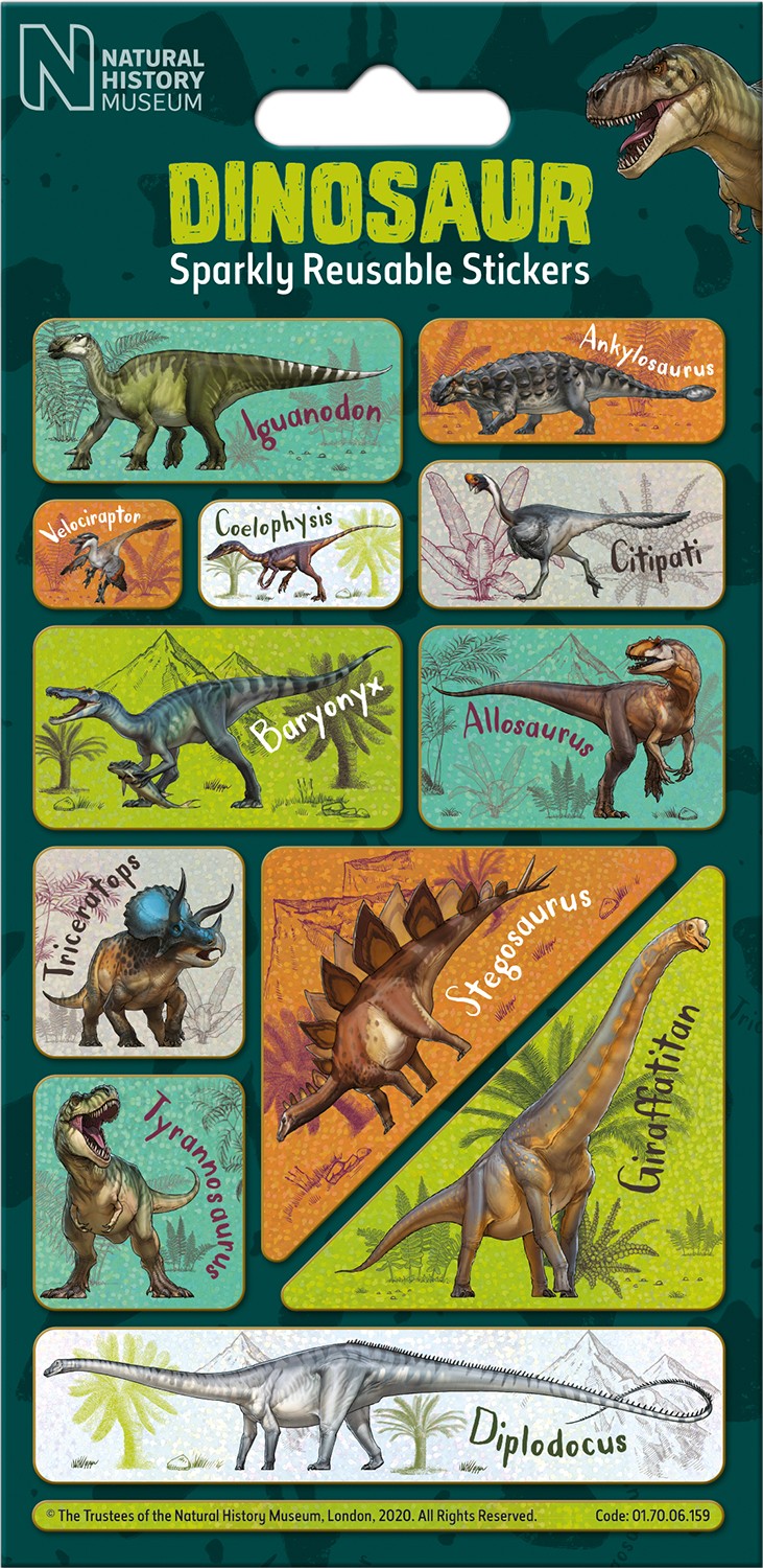 NHM Dinosaur Captions Foiled Sticker Pack